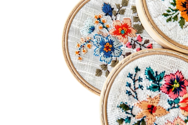 Mână brodând un detaliu floral